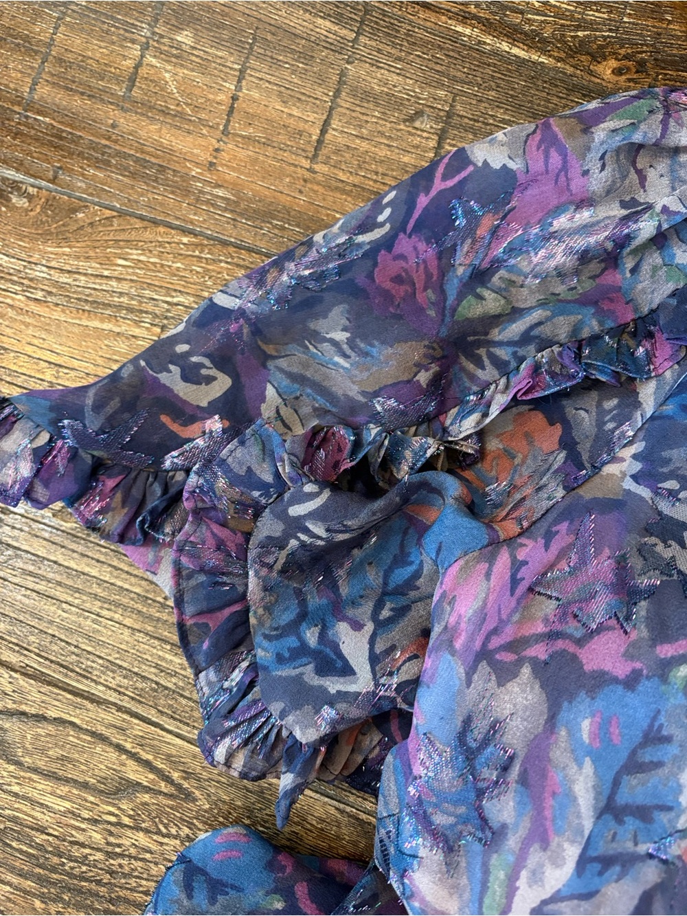 Rebecca Taylor Dress Womens 6 Amethyst Purple Giverney Fleur Silk Ruffle - Picture 12 of 13